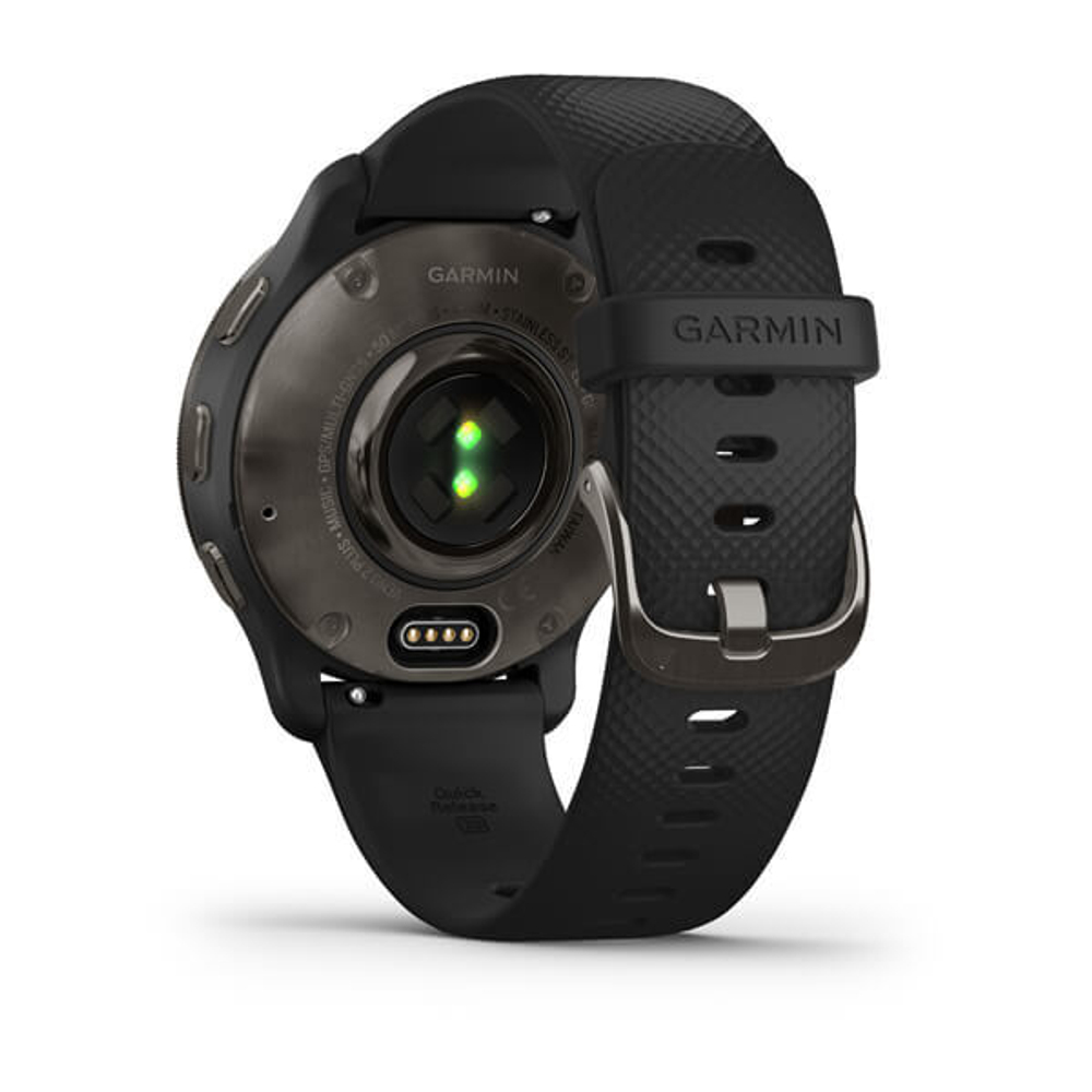 Часы Garmin VENU 2 PLUS черные с серым безелем и силиконовым ремешком, 010-02496-11