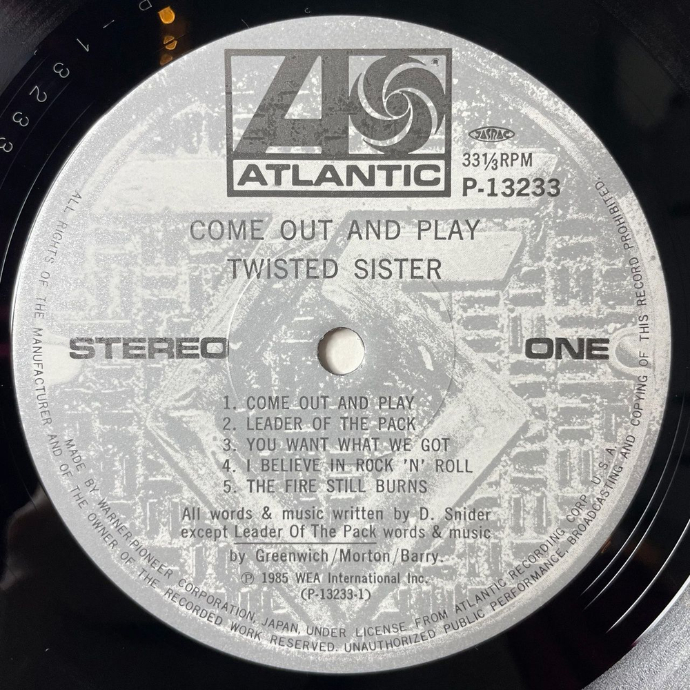 Винтажная виниловая пластинка LP Twisted Sister Come Out And Play (Japan 1985) (Obi)