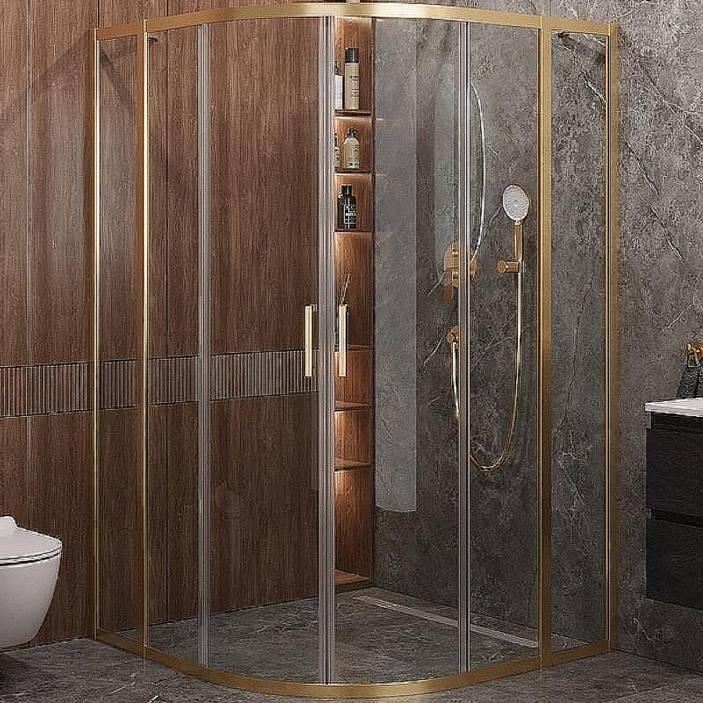 Душевой уголок Cezares Molveno 110x120 RH-22-120/110-C-BORO-IV стекло прозрачное/профиль золото брашированное