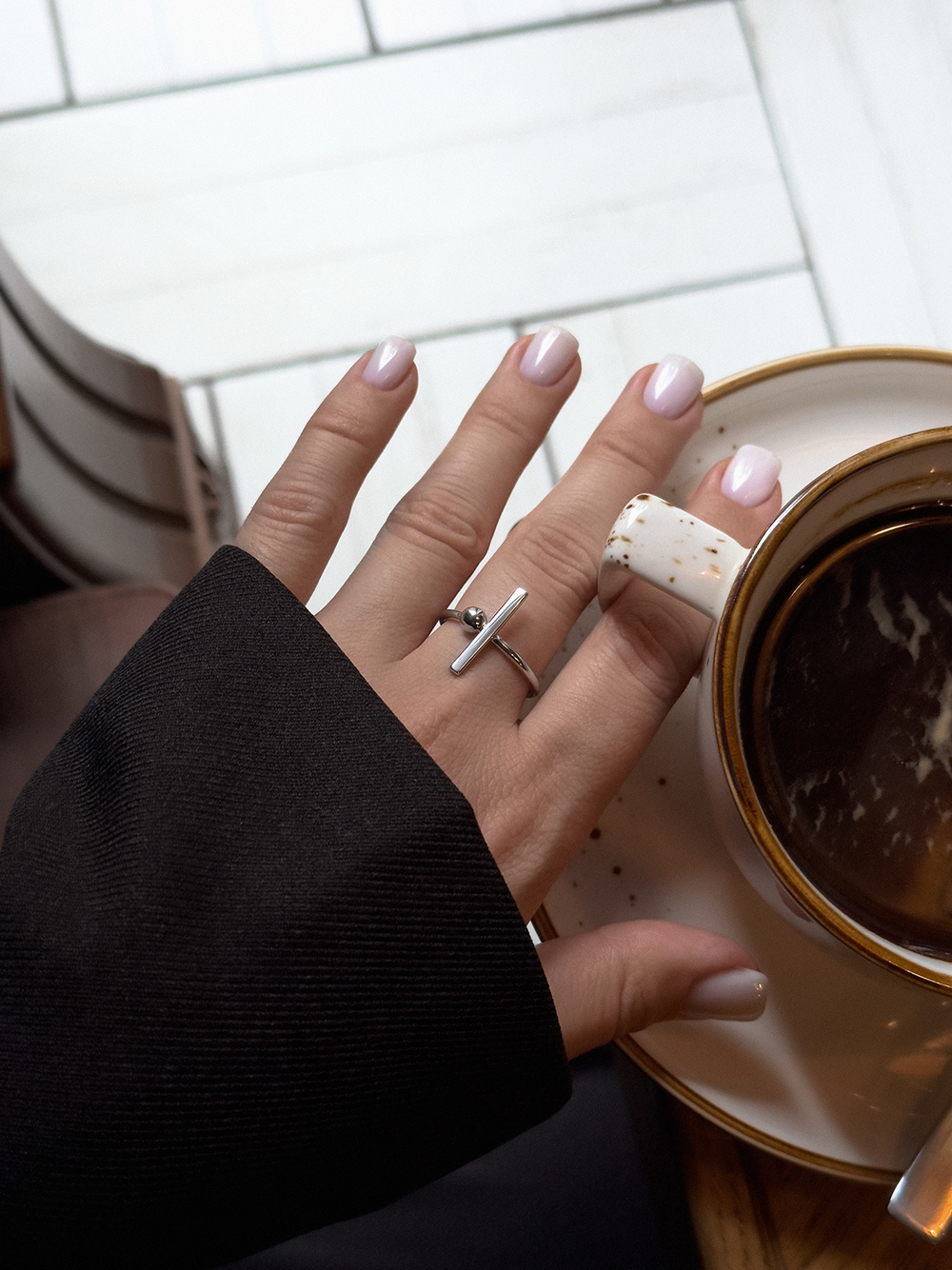 Серебряное кольцо "Брусок"