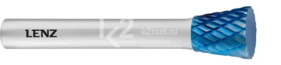 Борфреза твердосплавная LENZ форма N (перевернутый конус), 6х8х6х50 мм, насечка №3, с покрытием, арт. LZBN 015 C3