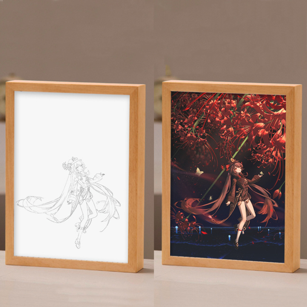 Светильник в рамке "Genshin Impact / Геншин" 22,5х17,5 см