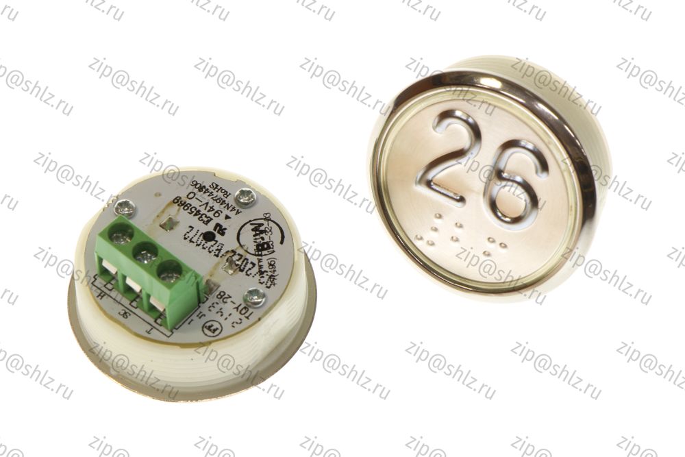 Кнопка (кнопочный модуль) BBP-R331-CMPLT-D-W &quot;26 этаж&quot;, круглая, динамическая белая подсветка, Брайль.