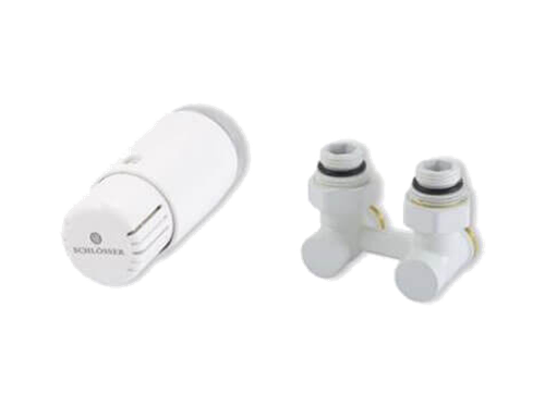 Комплект узла нижнего подкл угловой STANDARD 3/4&amp;quot; (белый) с термоголовкой М30х1,5, ниппеля 1/2&amp;quot;Х3/4&amp;quot;