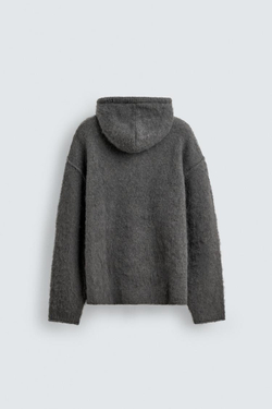 ZARA ТОЛСТОВКА ИЗ ВЯЗАНОГО МАТЕРИАЛА С НАЧЕСОМ, АНТРАЦИТОВО-СЕРЫЙ