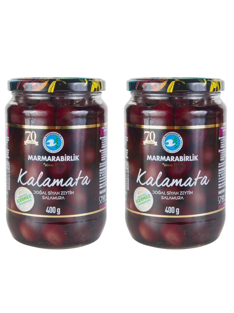Оливки Marmarabirlik чёрные с косточкой Kalamata 400 г x 2 шт
