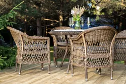 "Сицилия" обеденная группа плетеная, цвет коричневый