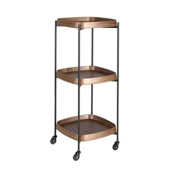 Мини-бар на колесиках 3291 из орехового дерева и черной стали