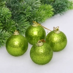 Новогодние шары 5 см (набор 4 шт) «Блестящее напыление», салатовый
