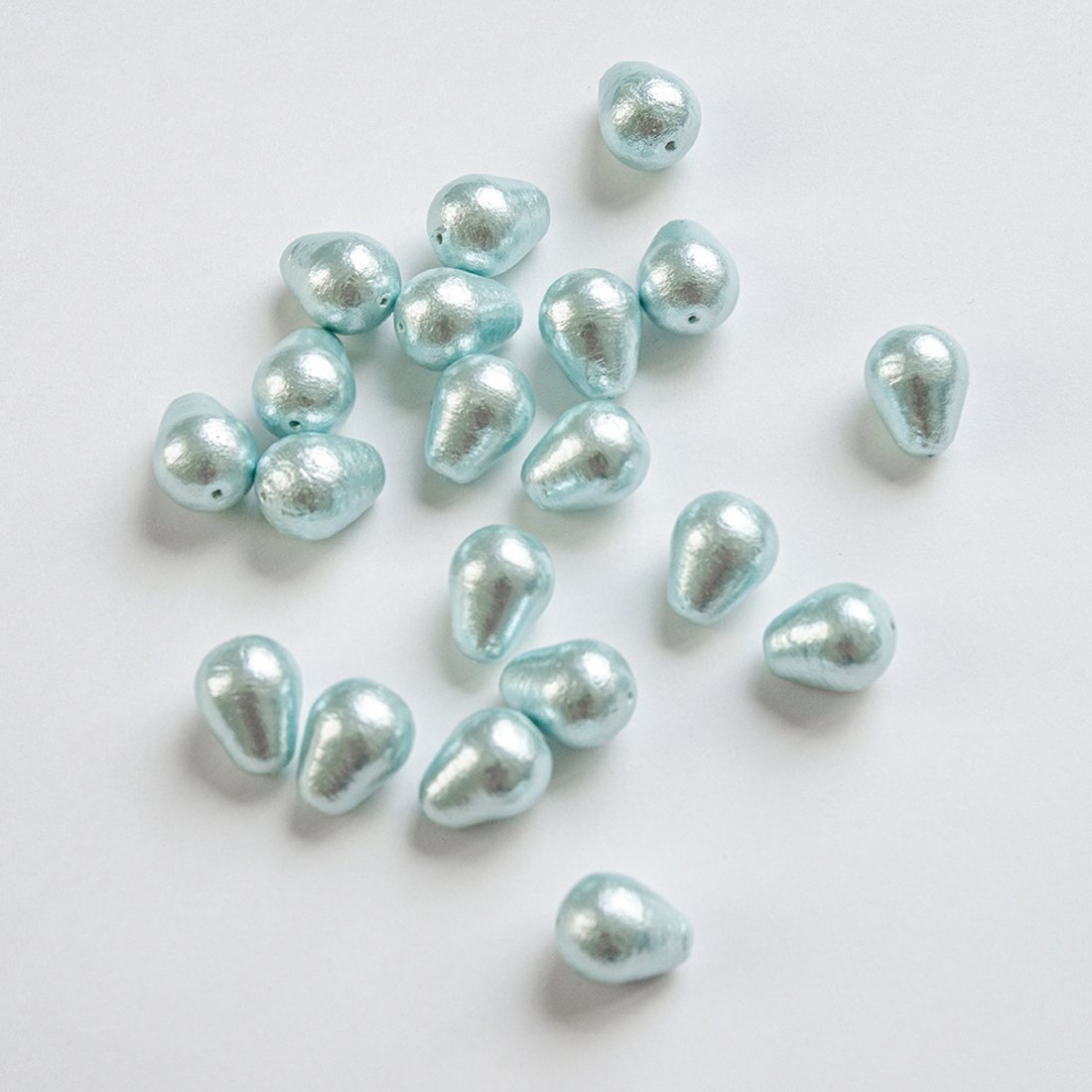 Хлопковый жемчуг, оттенок "Aqua", капля 16*20мм, сквозное отверстие