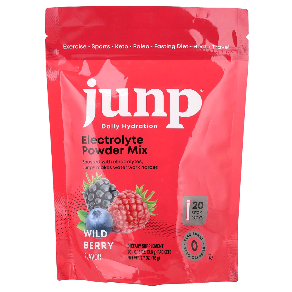 JUNP Hydration, электролитная порошковая смесь, со вкусом лесных ягод, 20 пакетиков по 3,8 г (0,13 унции)