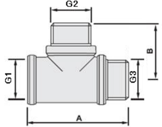 Тройник Valtec 3/4"х3/4"х3/4" ВР/НР/НР латунный никелированный VTr.133.N.0005