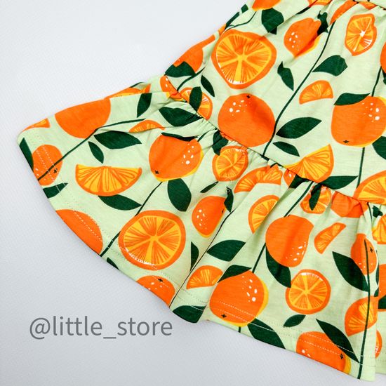 Платье хлопковое, Апельсины на светло-зеленом