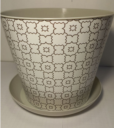 Кашпо "Этника" 3,3л.круг.с поддоном (Светло-серый)