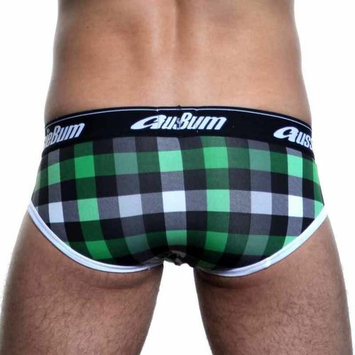 Мужские трусы брифы зеленые в клетку Aussiebum zAB0037