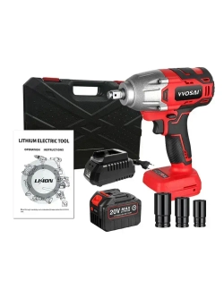 Бесщеточный Гайковерт Электроинструмент VVOSAI WS-L5-D1-3P-SX, 20В 600Нм, 1xLi-ion, ЗУ, кейс для хранения, 1 головка 17 19 21мм