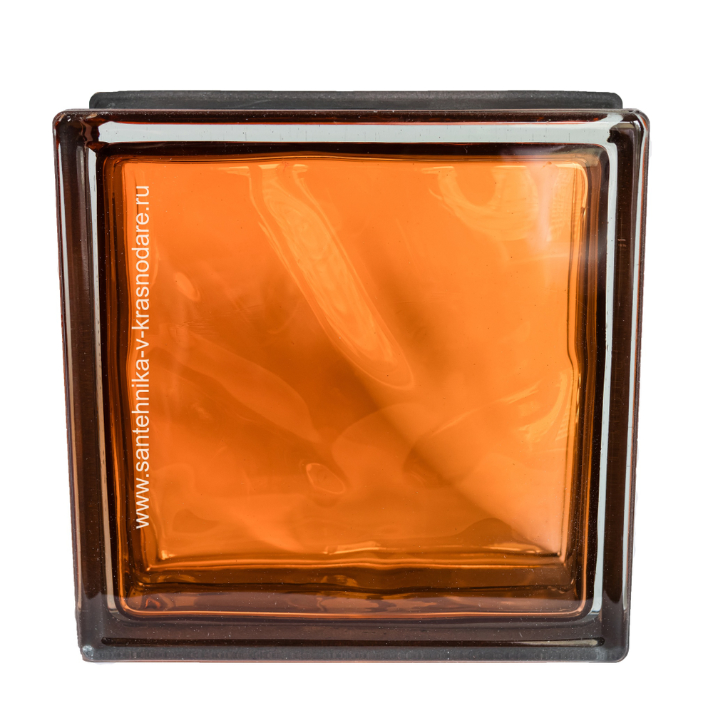 Купить Стеклоблок оранжевый волна черный бриллиант Vitrablok  19х19x8