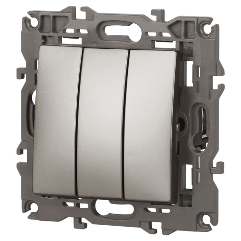 Выключатель ЭРА Elegance 14-1107-16 тройной, 10АХ-250В, титан