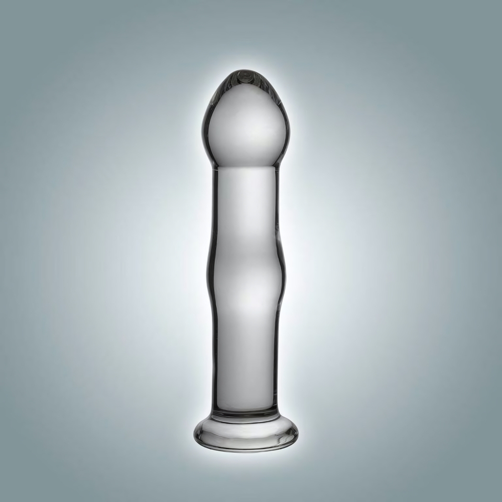 Анальная втулка-фаллоимитатор из стекла - 14 см. (Цвет: прозрачный)