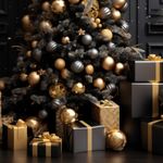 Шары ёлочные 8 шт., 8 см, "Eden Colors", пластик, цвет: золотистый/черный, ЗОЛОТАЯ СКАЗКА, 591983