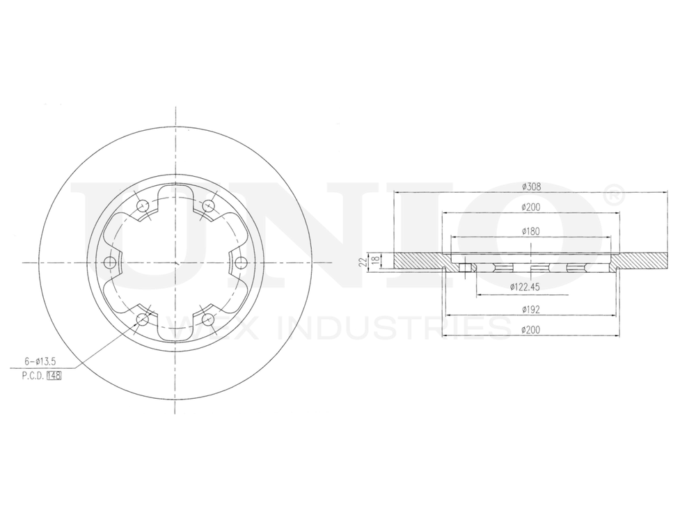 Диск тормозной задний UNIO BRD-20232
