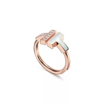 Кольцо из розового золота 18k с перламутром и бриллиантами, Tiffany 💠 T wire- В наличии
