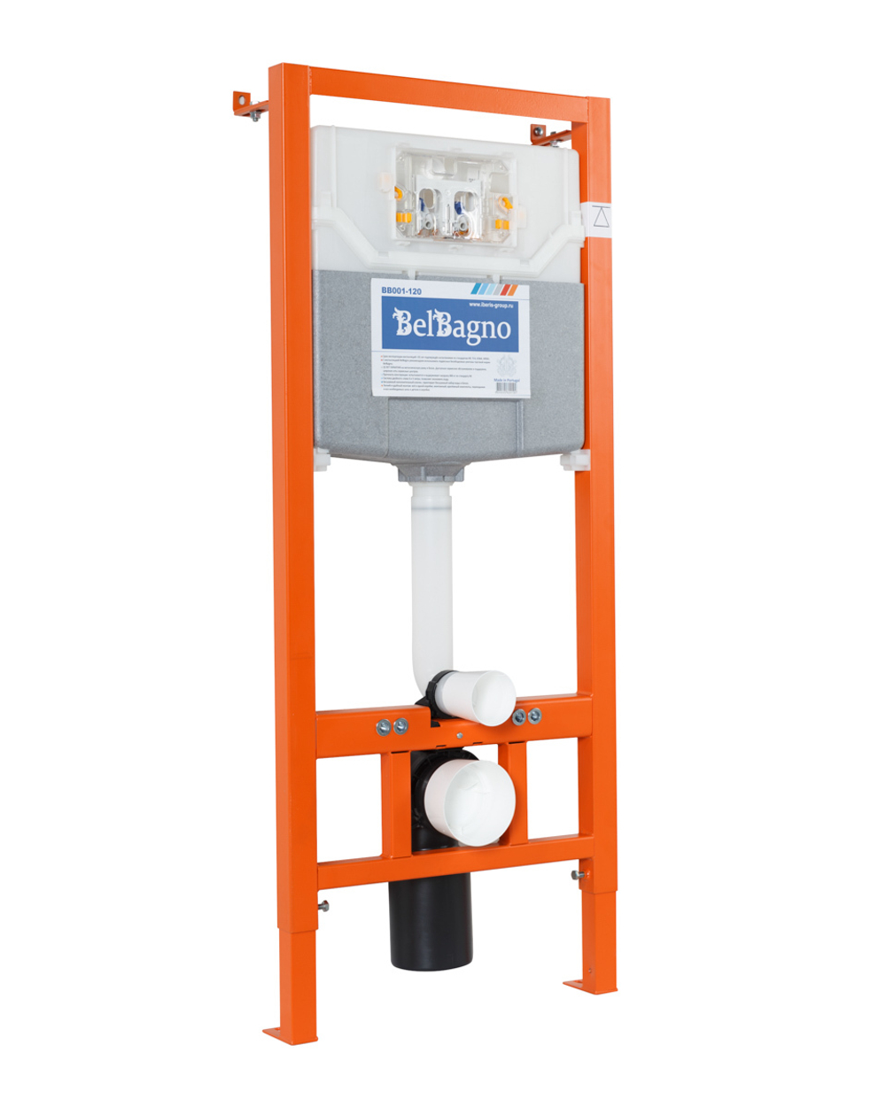 Инсталляция для подвесного унитаза BelBagno BB001-120/BB014-SR-BIANCO с панелью смыва, белый глянцевый