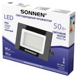 Прожектор светодиодный 50 Вт, 6500 К, 4000 Лм, 50 м2, IP65, 176x123x26 мм, черный, SONNEN, 238414