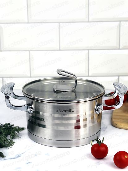 Кастрюля 1,5 л из нержавеющей стали Kamille KM 5853 с крышкой