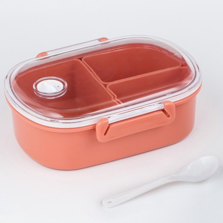 Ланч - бокс в школу, контейнер для еды «Эйлайт», 640 мл, с ложкой, 18.5×14×6.3 см, пластик, розовый