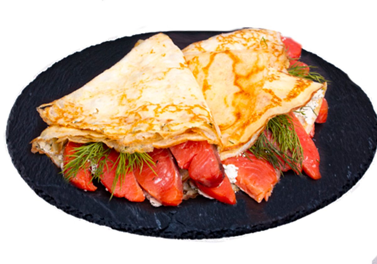 Блинчики фирменные готовые со сливочным сыром и красной рыбой, 3шт