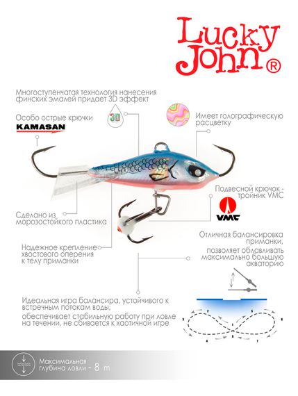 Балансир Lucky John BALTIC 4 с тр. 40мм/45H блистер