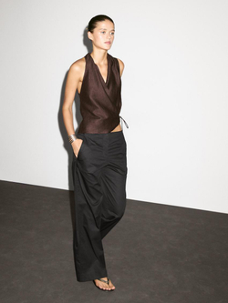 Massimo Dutti Топ из смесового льна с горловиной халтер, фиолетовый