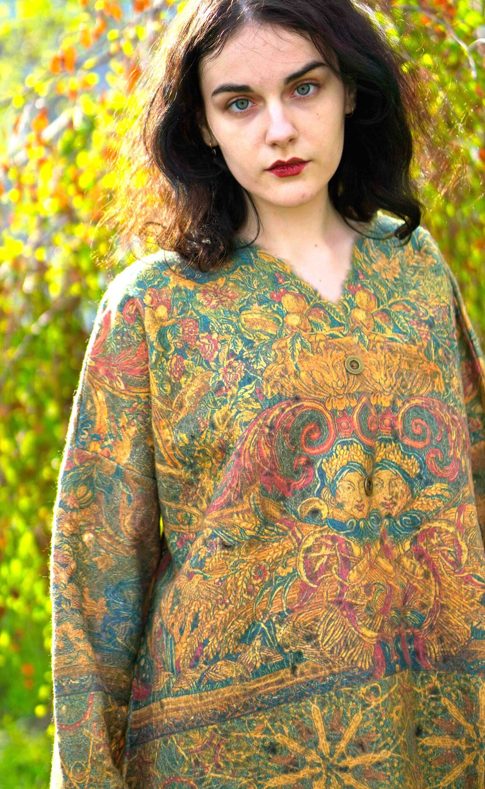 Шерстяной жакет "Барочная фантазия", по мотивам серии гобеленов XVII века "Времена года, Четыре стихии"