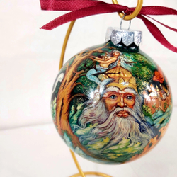 Шар новогодний с круговой росписью "А.С.Пушкин. Лукоморье" в коробке