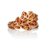 Кольцо «Дубовый лист» из красного золота с цитринами