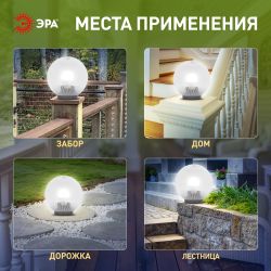 Садово-парковый светильник ЭРА НТУ 02-60-202 шар прозрачный призма на опору / кронштейн IP44 Е27 max60Вт d200mm | Садово-парковые светильники