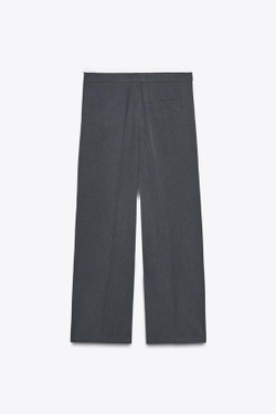 ZARA БРЮКИ WIDE LEG С ДВОЙНЫМ ПОЯСОМ, АНТРАЦИТОВО-СЕРЫЙ