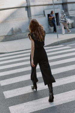 ZARA БРЮКИ-КЮЛОТЫ С ВЫСОКОЙ ПОСАДКОЙ, ЧЕРНЫЙ