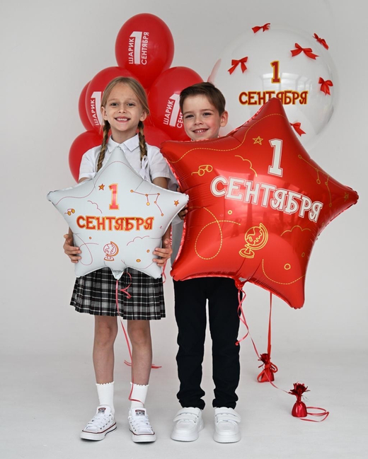 Воздушные шары на 1 сентября красный/белый №3677