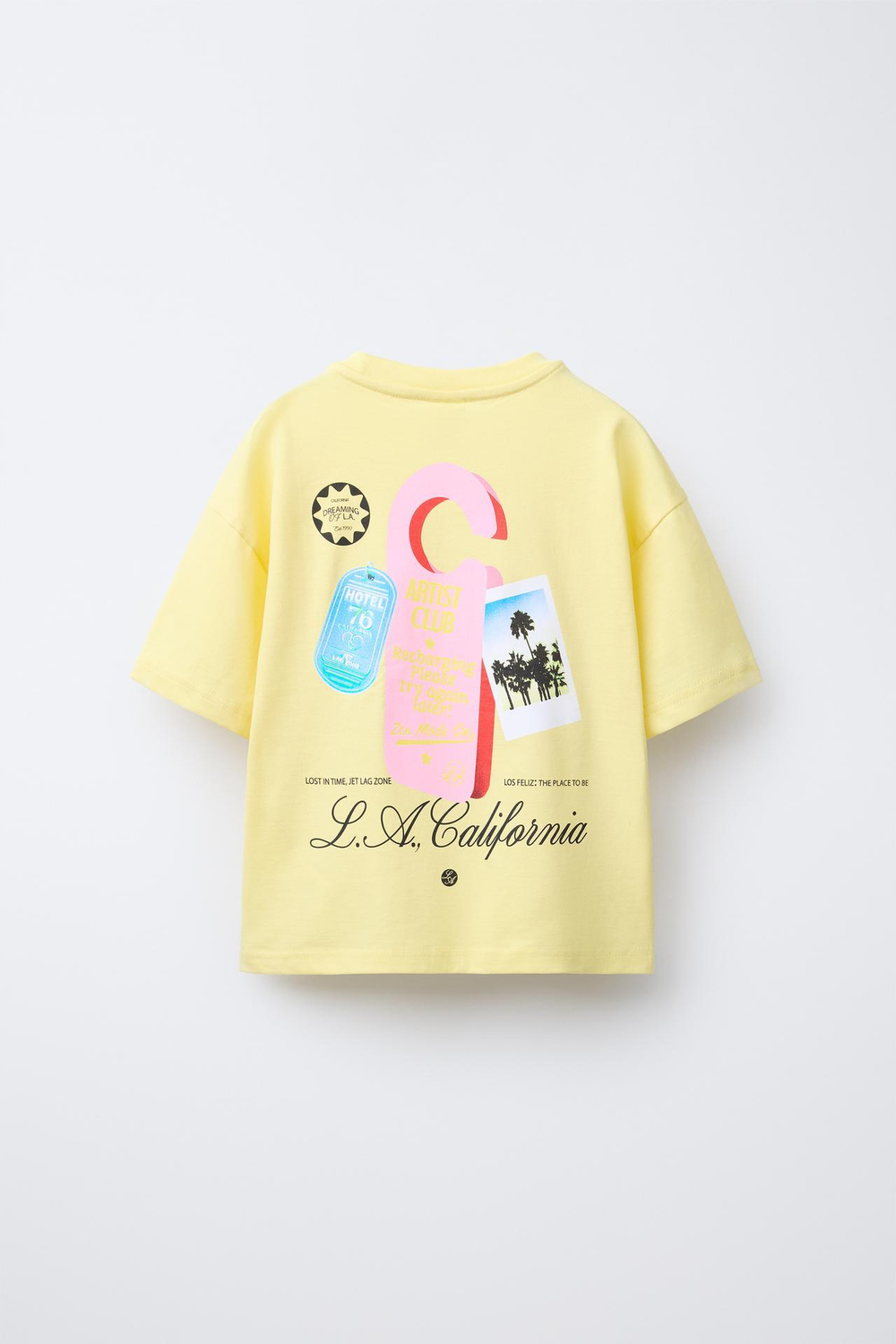 ZARA ФУТБОЛКА С ПРИНТОМ, ЖЕЛТЫЙ