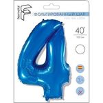 Шар (40"/102 см) Цифра "4" Синий в упаковке / Four