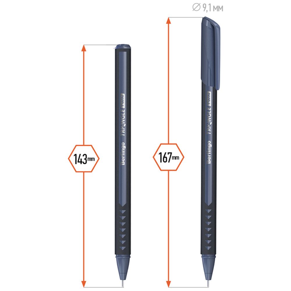 Ручка шариковая Berlingo "Triangle Twin" черная, 0,7мм, игольчатый стержень, 1шт