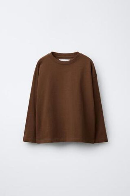 ZARA БАЗОВАЯ ФУТБОЛКА, КОРИЧНЕВЫЙ