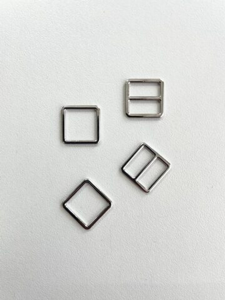 Регулятор, кольцо для бюстгальтера квадратные серебро 1 см