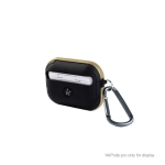 Чехол K-Doo Protective Case для AirPods Pro силиконовый с карабином (черный/золотой бампер)