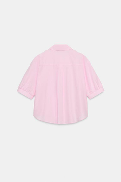 ZARA РУБАШКА С КОРОТКИМИ РУКАВАМИ И БУСИНАМИ, РОЗОВЫЙ