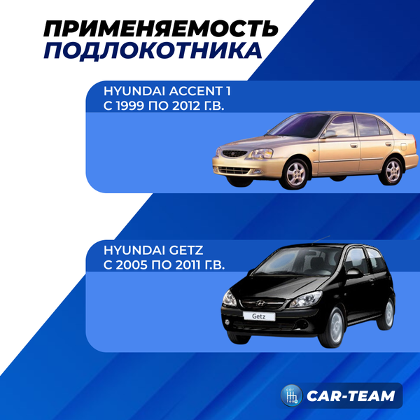 Подлокотник с боксом Hyundai Accent, Getz из экокожи с узором - синий ромбик, "Аламар"