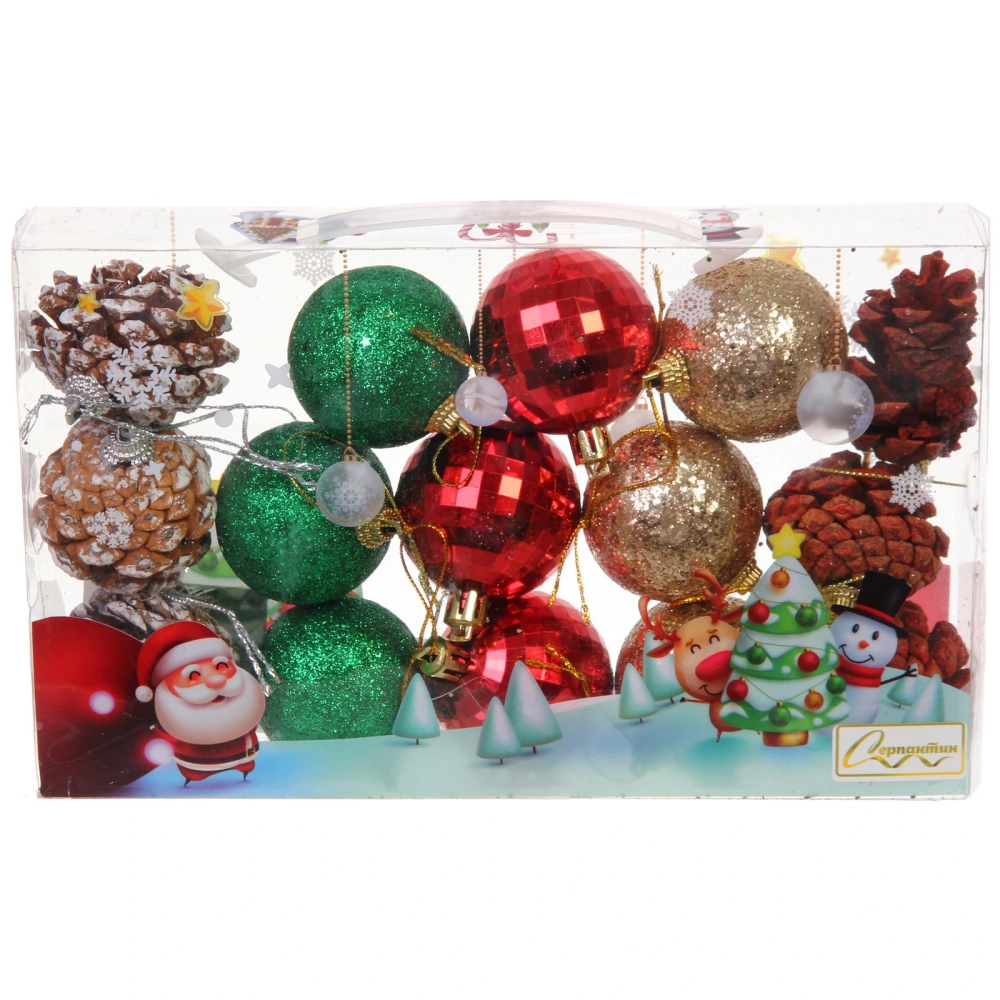 Набор украшений «Зимние блики» 25*15*5 см (15 предметов), Мультицвет