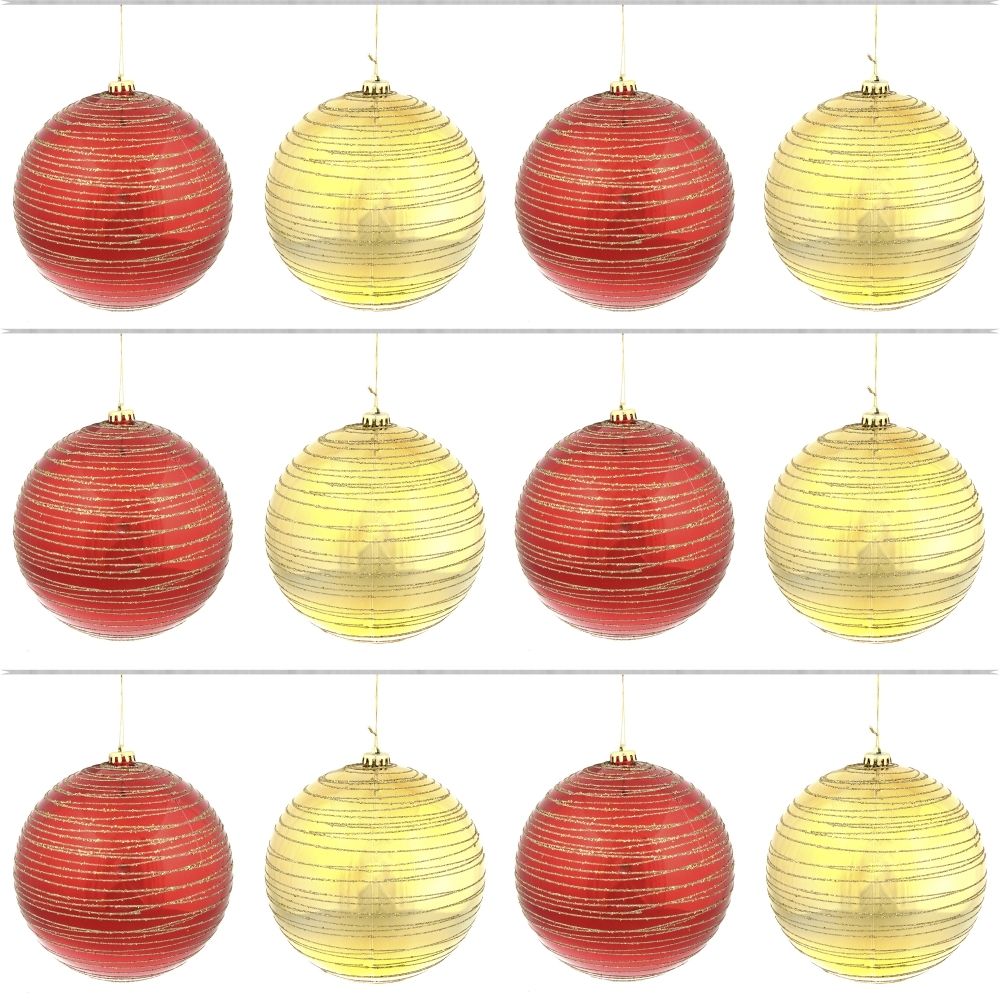 GAEM Набор из 12шт Украшение новогоднее Шар "Золотистая спираль", D10 см, L44 W33 H10,5 см